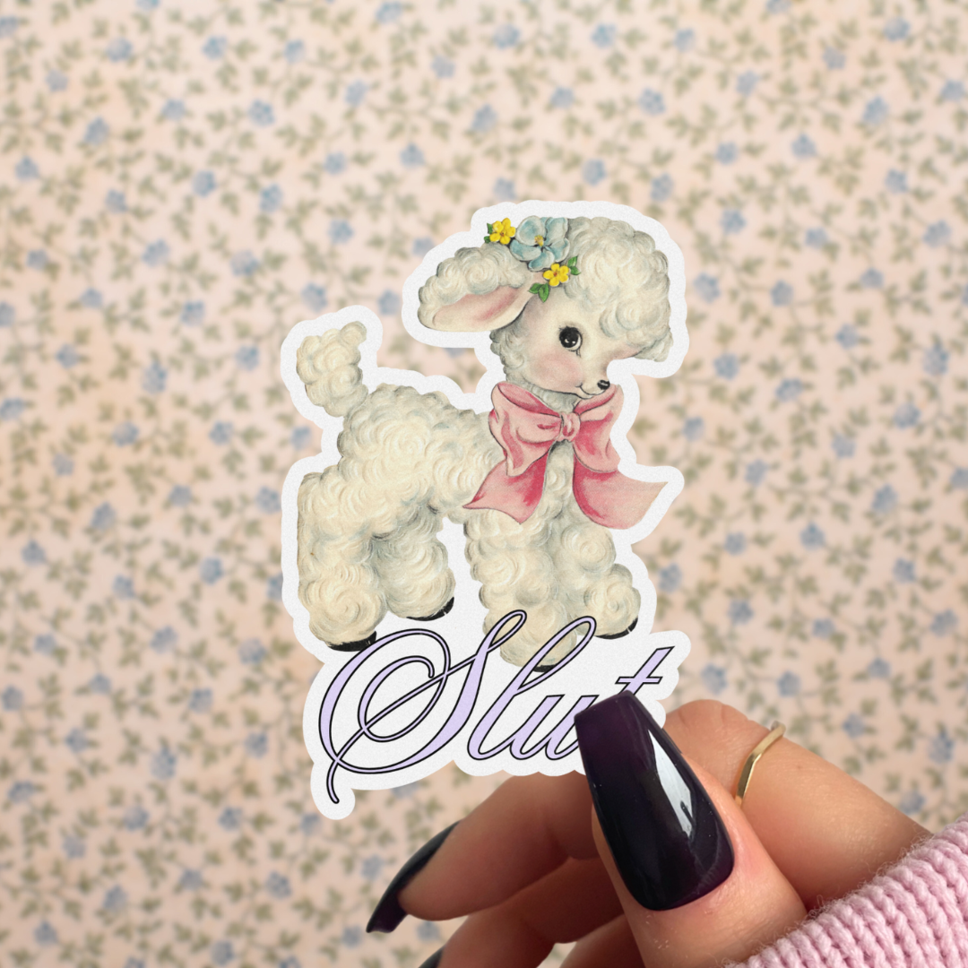Pretty Toxic Stickers - Retro Lamb Sticker, Vulgar Kitsch Slut, Coquette Aesthetic