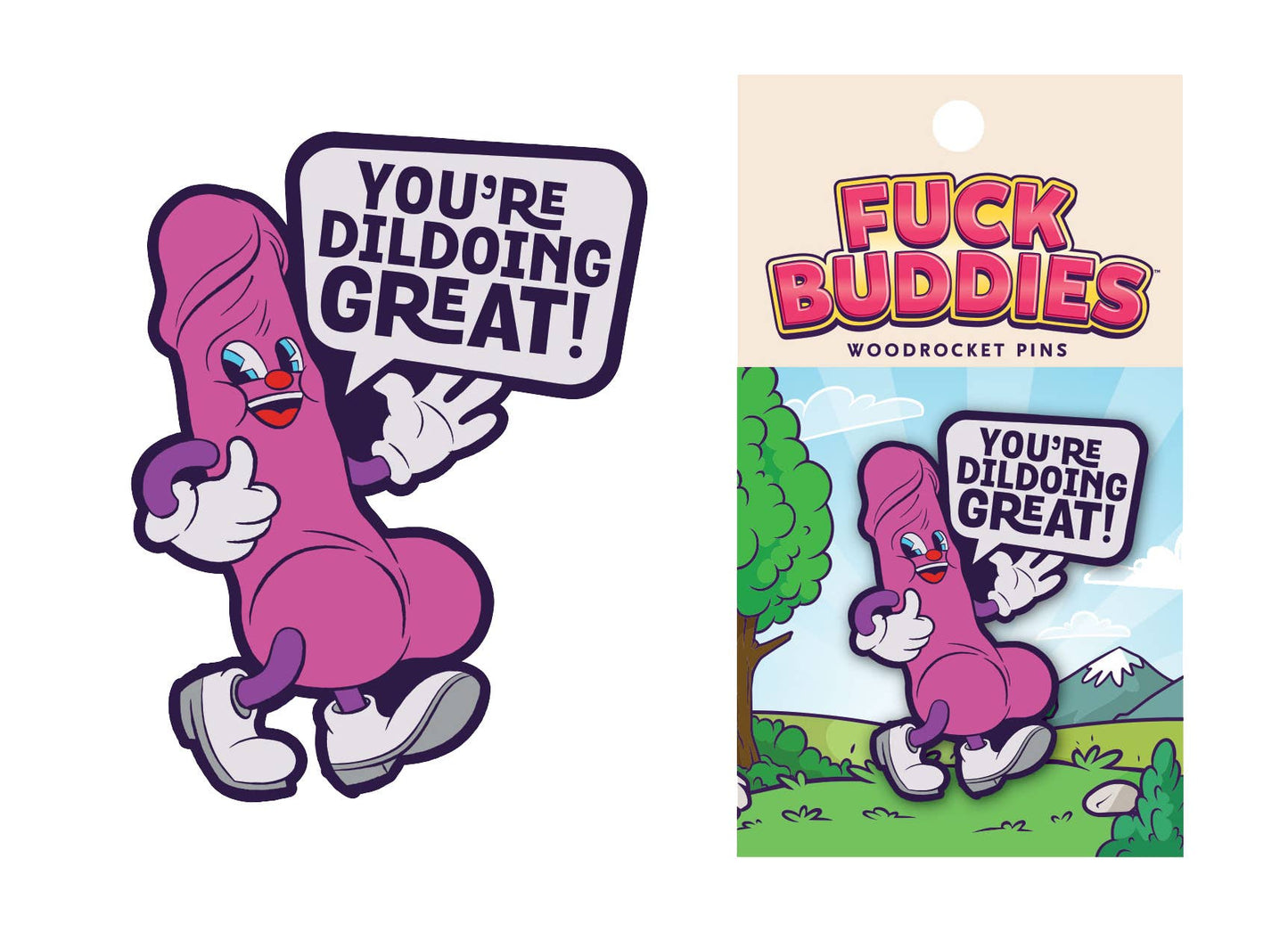 Wood Rocket Products - Fuck Buddies Dildoing Great Enamel Pin, FBP-002