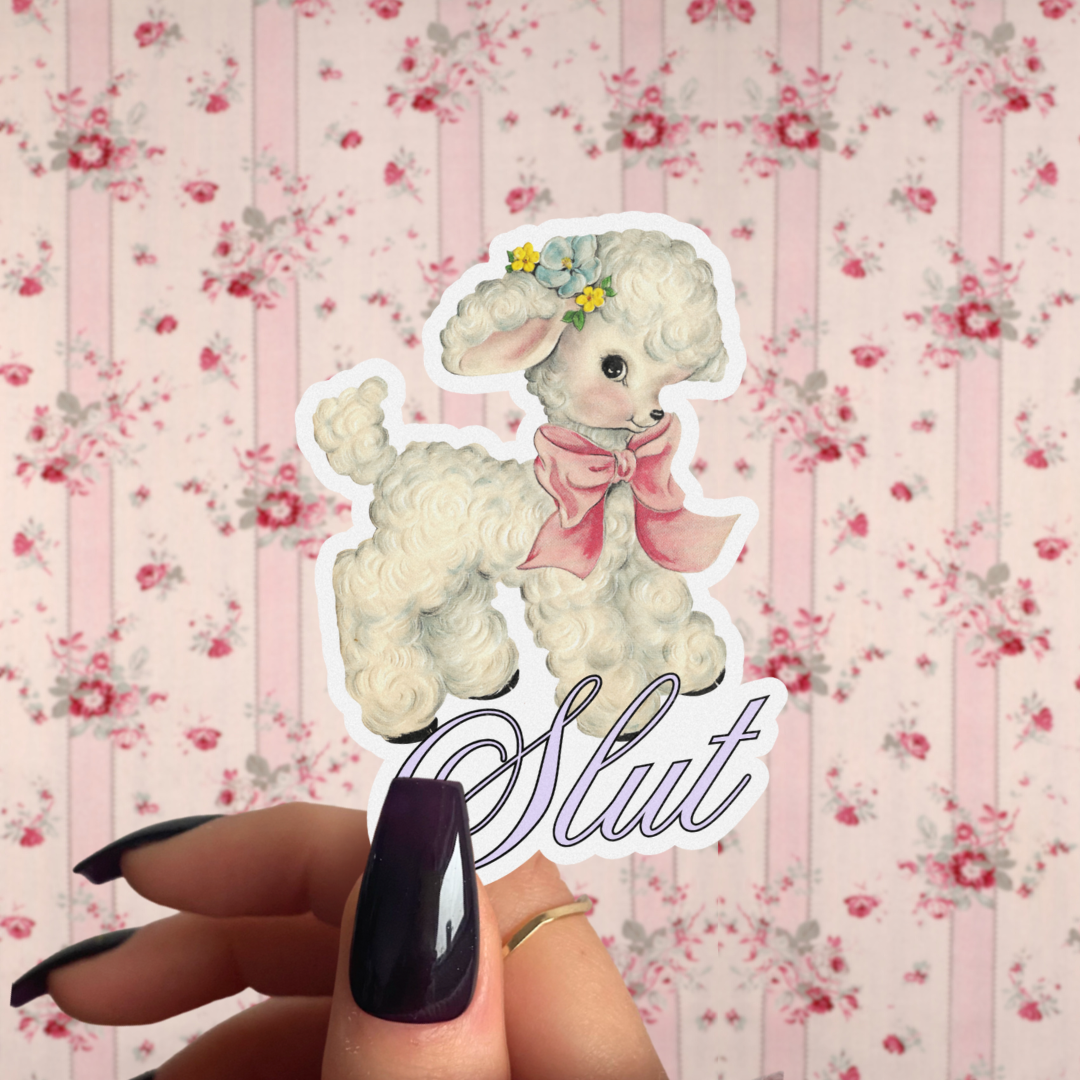 Pretty Toxic Stickers - Retro Lamb Sticker, Vulgar Kitsch Slut, Coquette Aesthetic