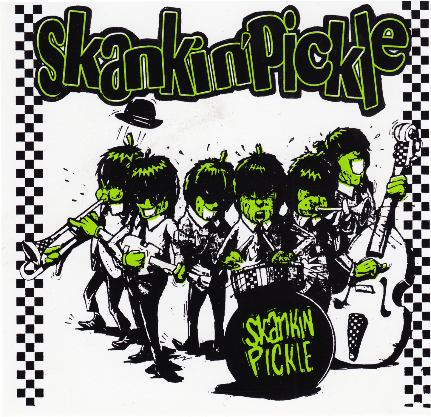 Square Deal Recordings & Supplies - Sticker - Skankin' Pickle - Cartoon Band With Logo