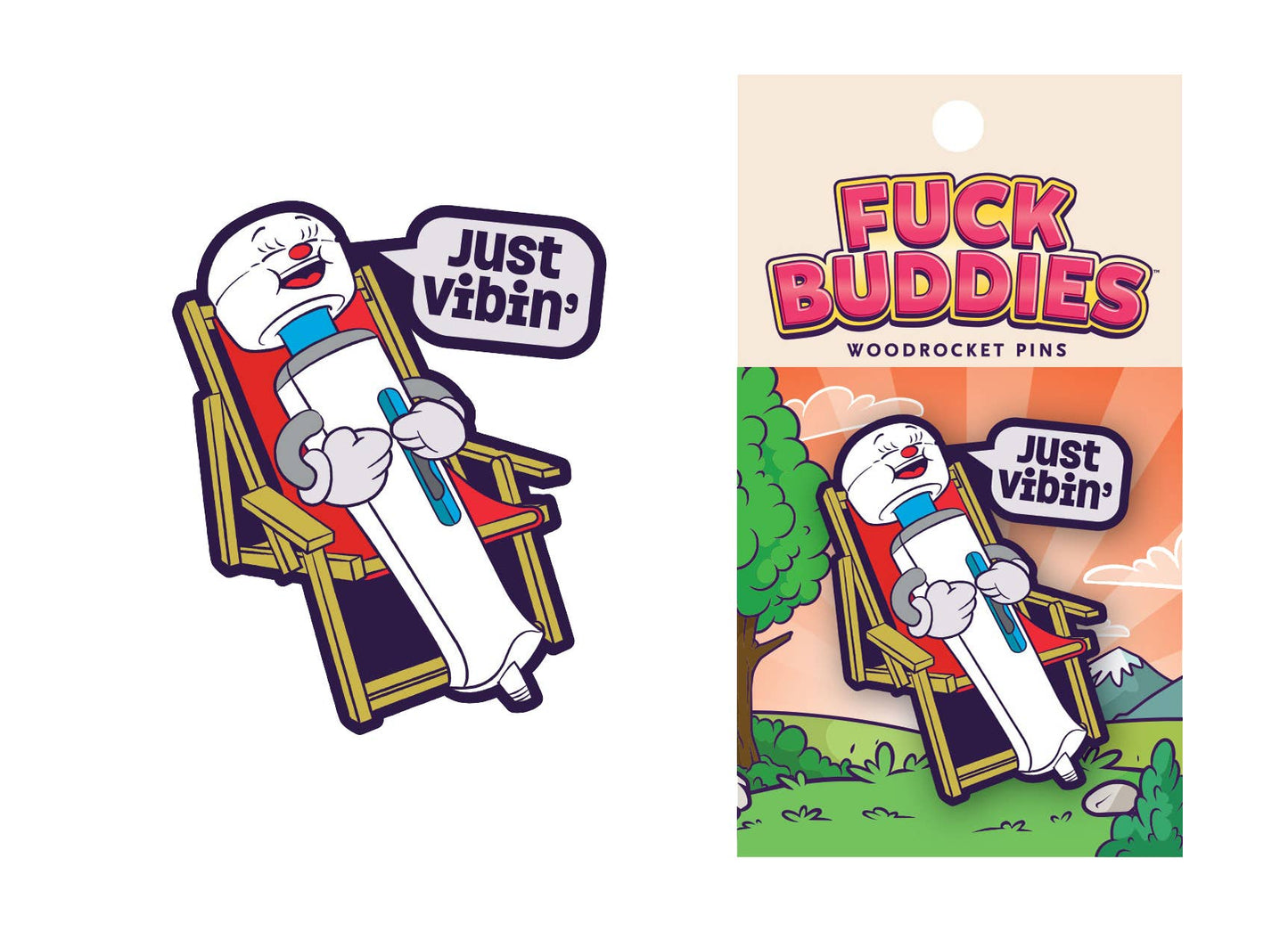 Wood Rocket Products - Fuck Buddies Just Vibin Enamel Pin, FBP-001