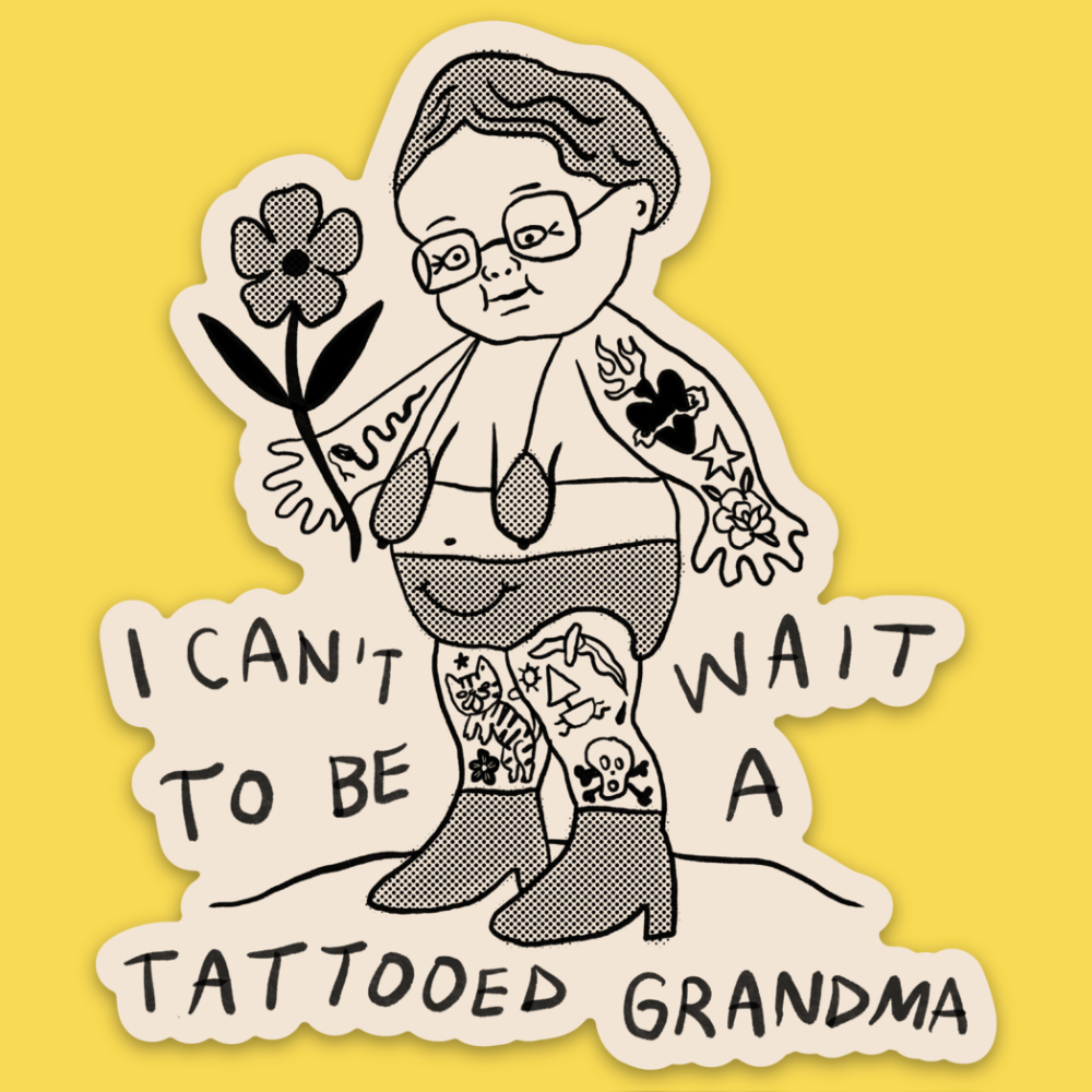 Wicked Clothes - 'Tattooed Grandma' Sticker