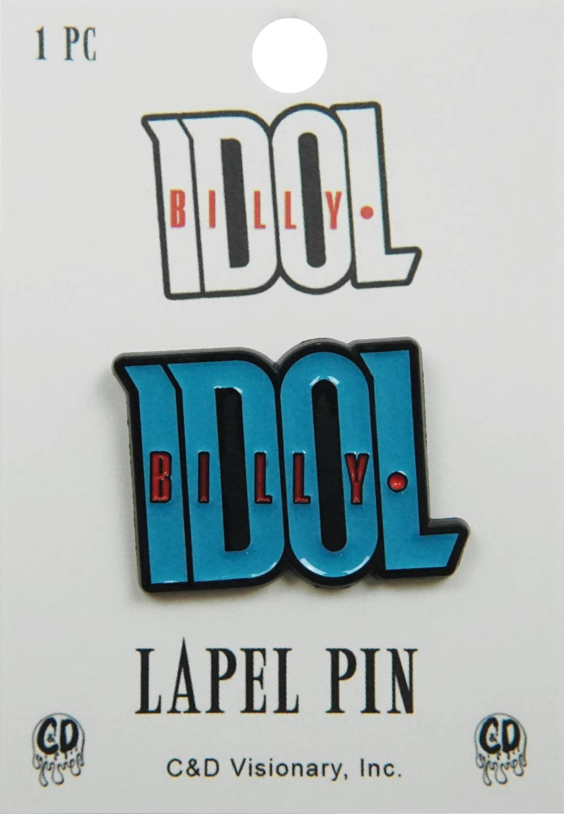 Square Deal Recordings & Supplies - Enamel Pin - Idol, Billy - Red And Blue Logo