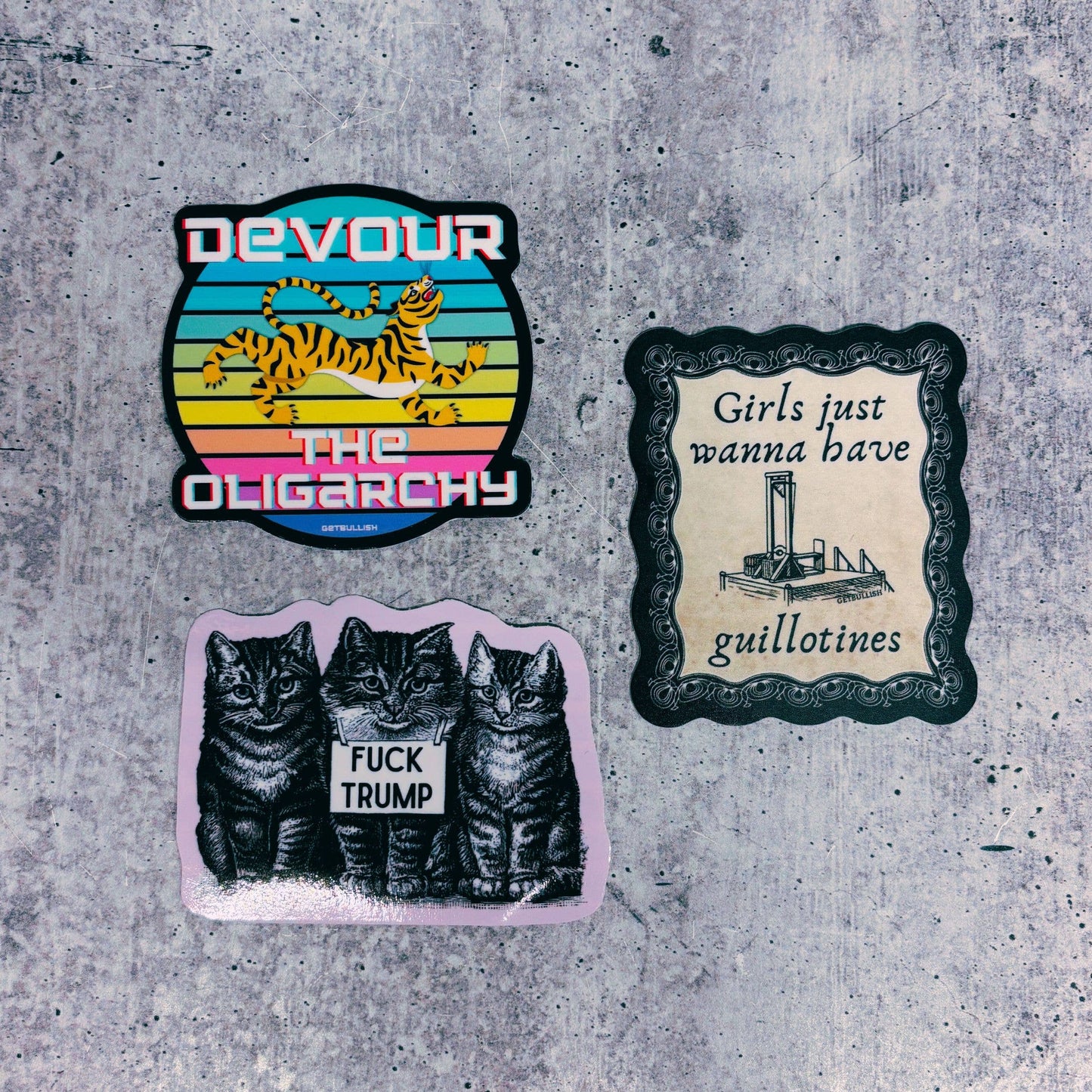 GetBullish - Fuck Trump Vintage Cats Sticker | Vinyl Die Cut Decal