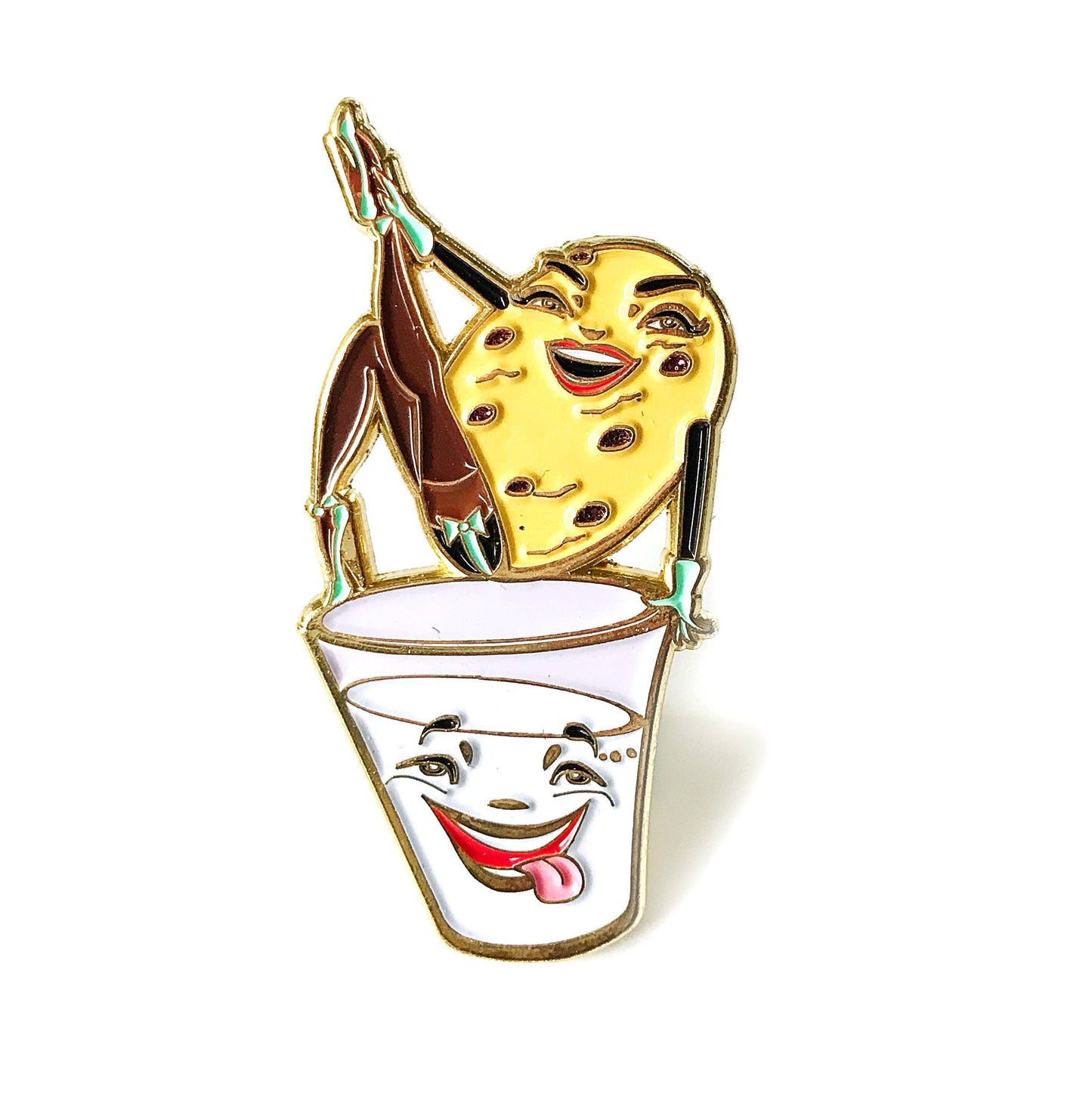 Kitschy Delish - Cookie And Milk Soft Enamel Pin W/glitter Highlights
