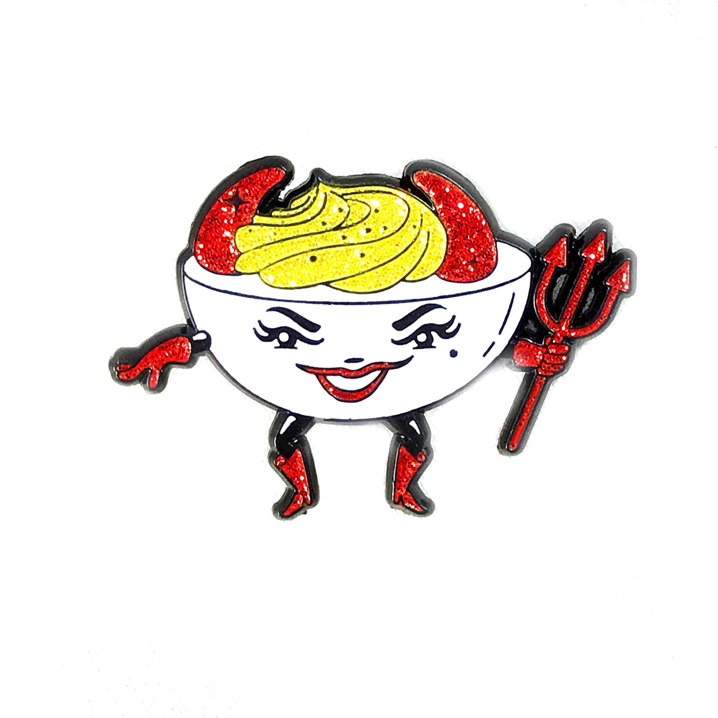 Kitschy Delish - Deviled Egg Soft Enamel Pin W/glitter