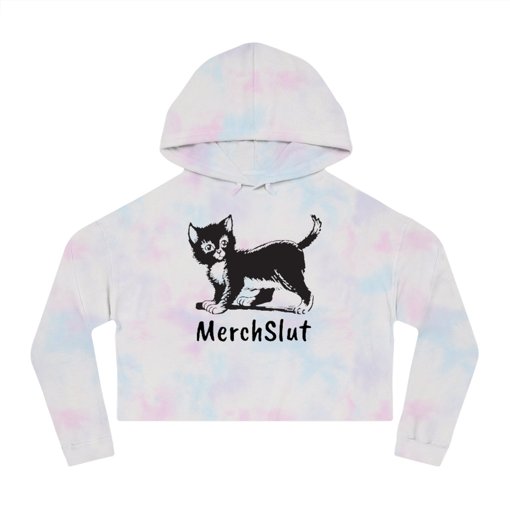 MerchSlut Kitty Cropped Tie-Dye Hoodie