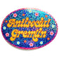 Krystan Saint Cat - Antisocial Gremlin Retro Oval Holographic Glitter Sticker