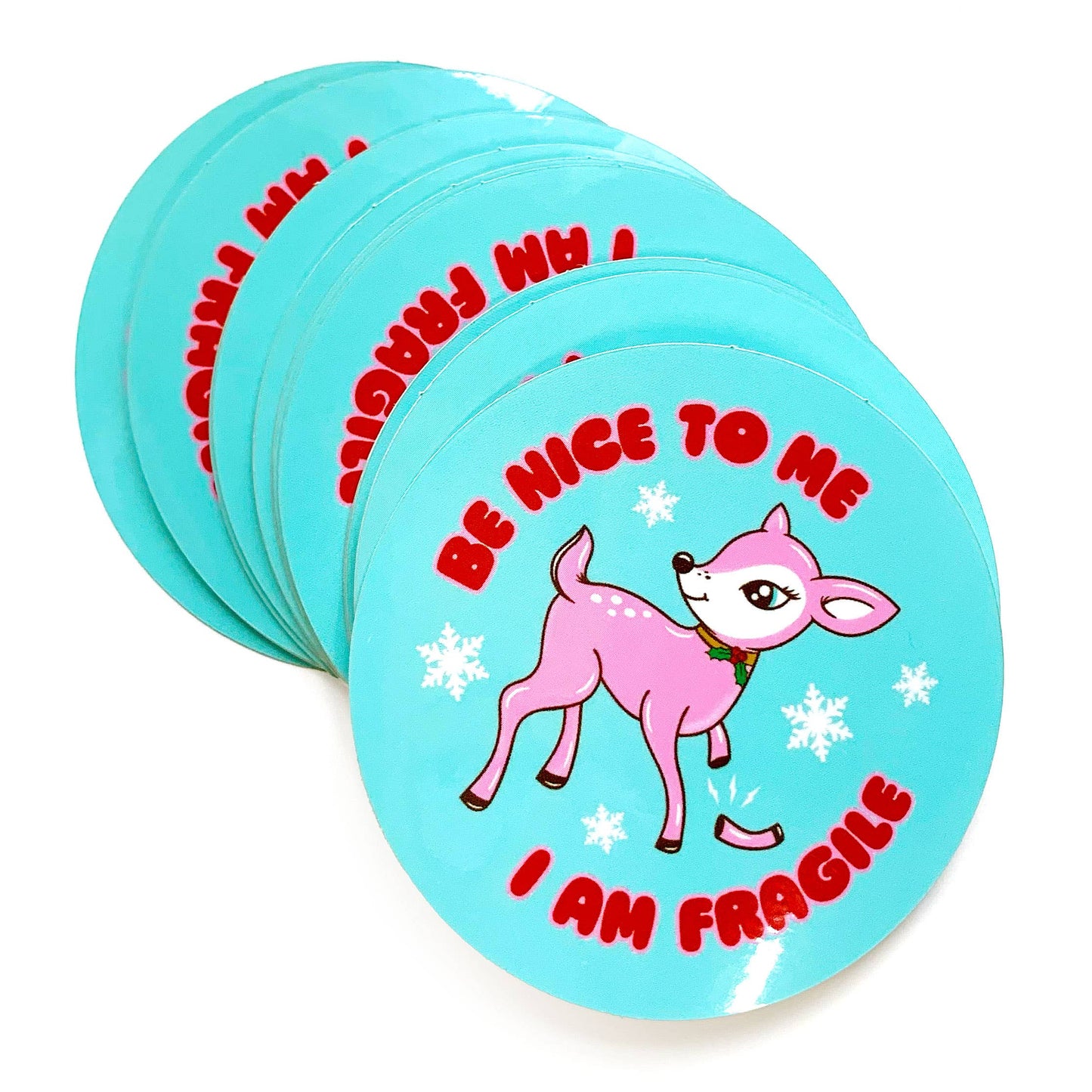 Krystan Saint Cat - Be Nice To Me I Am Fragile Deer Christmas Vinyl Sticker