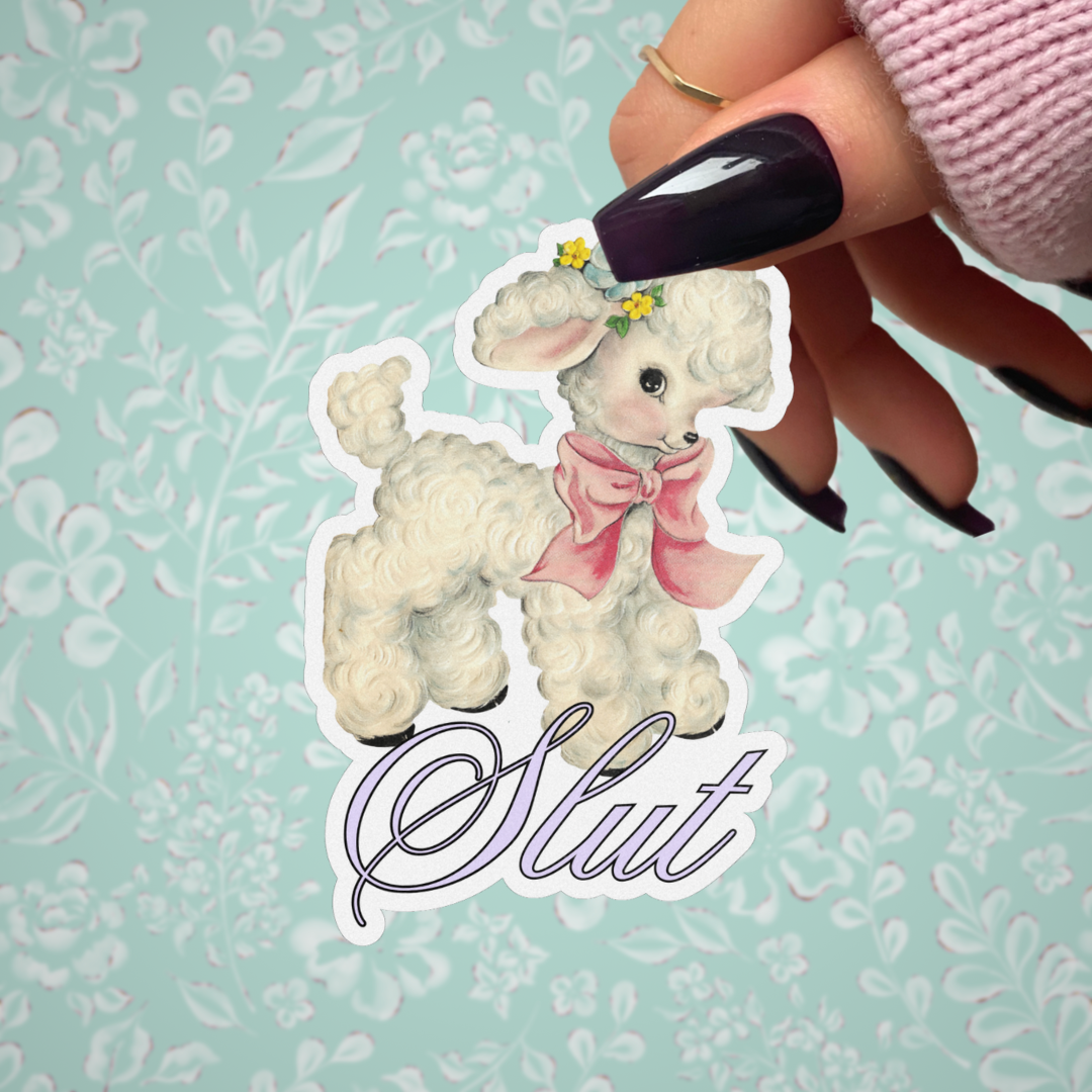 Pretty Toxic Stickers - Retro Lamb Sticker, Vulgar Kitsch Slut, Coquette Aesthetic