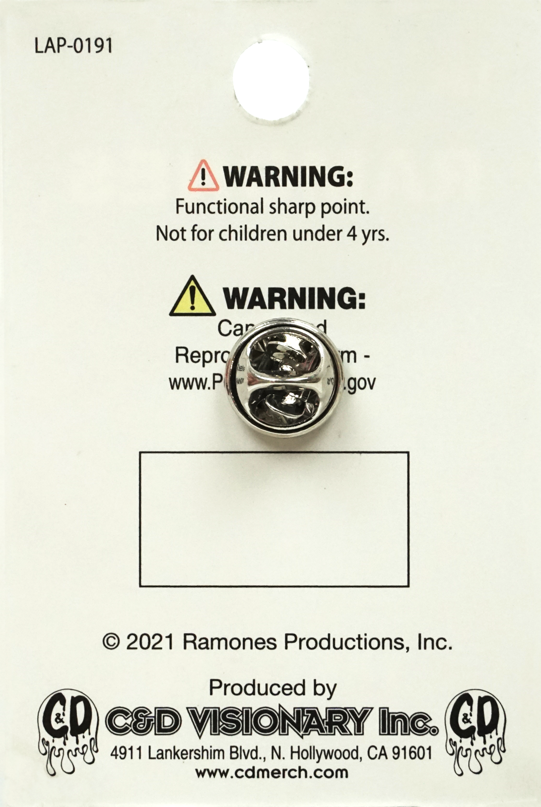 Square Deal Recordings & Supplies - Enamel Pin - The Ramones - Hey Ho Let's Go