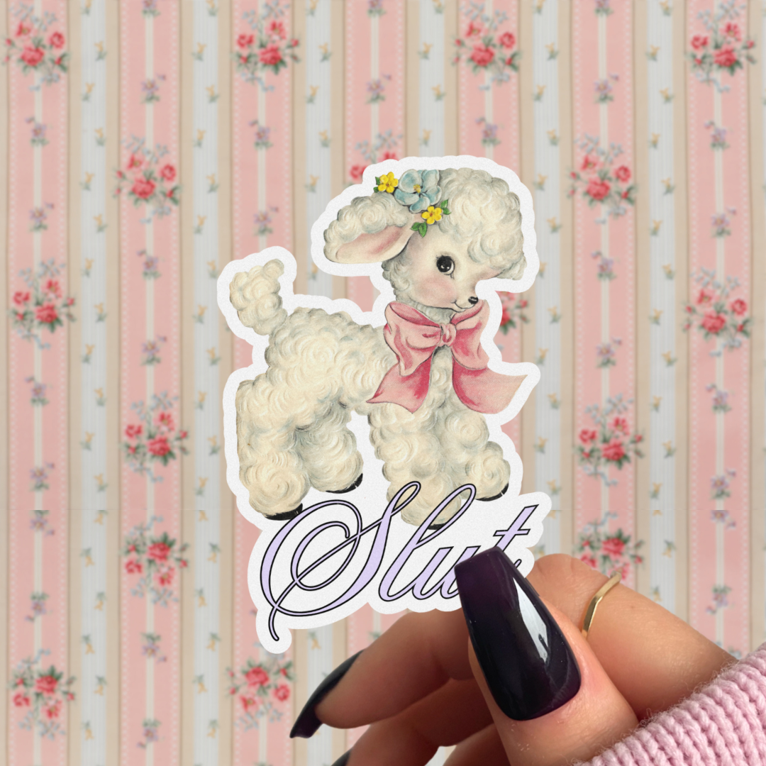 Pretty Toxic Stickers - Retro Lamb Sticker, Vulgar Kitsch Slut, Coquette Aesthetic