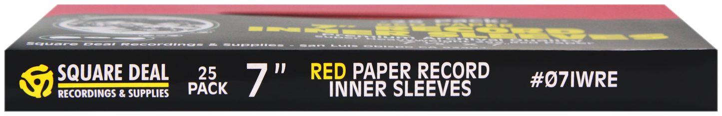 Square Deal Recordings & Supplies - 7" Red Record Inner Sleeves - Super Heavyweight - W/ Hole
