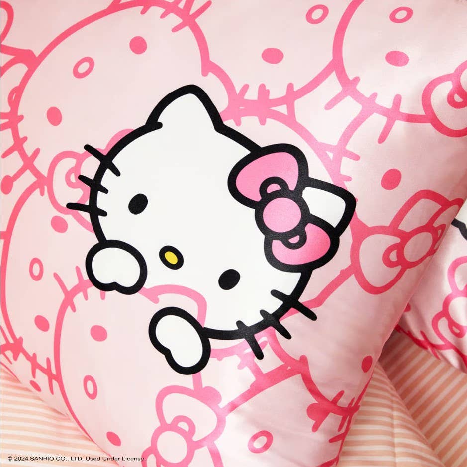 KITSCH - Hello Kitty x Kitsch Pillowcase - Pink Kitty Faces