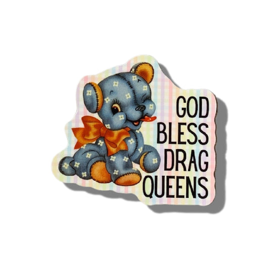 GetBullish - God Bless Drag Queens Vinyl Sticker  Vintage Bear PRIDE