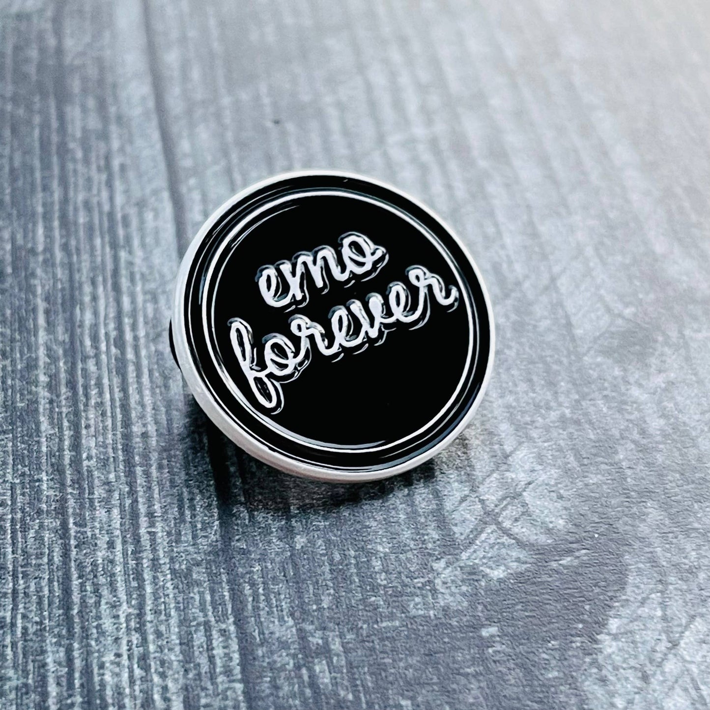 The Silver Spider - Emo forever enamel lapel pin 1”