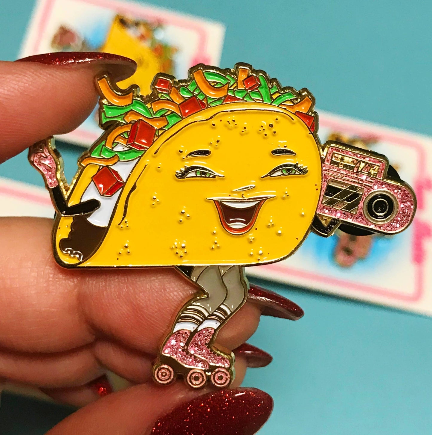 Kitschy Delish - Taco Skate, soft enamel pin with glitter